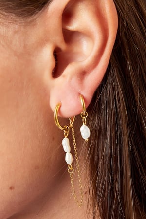 Pendientes cadena nacarada Color dorado Acero inoxidable h5 Imagen3